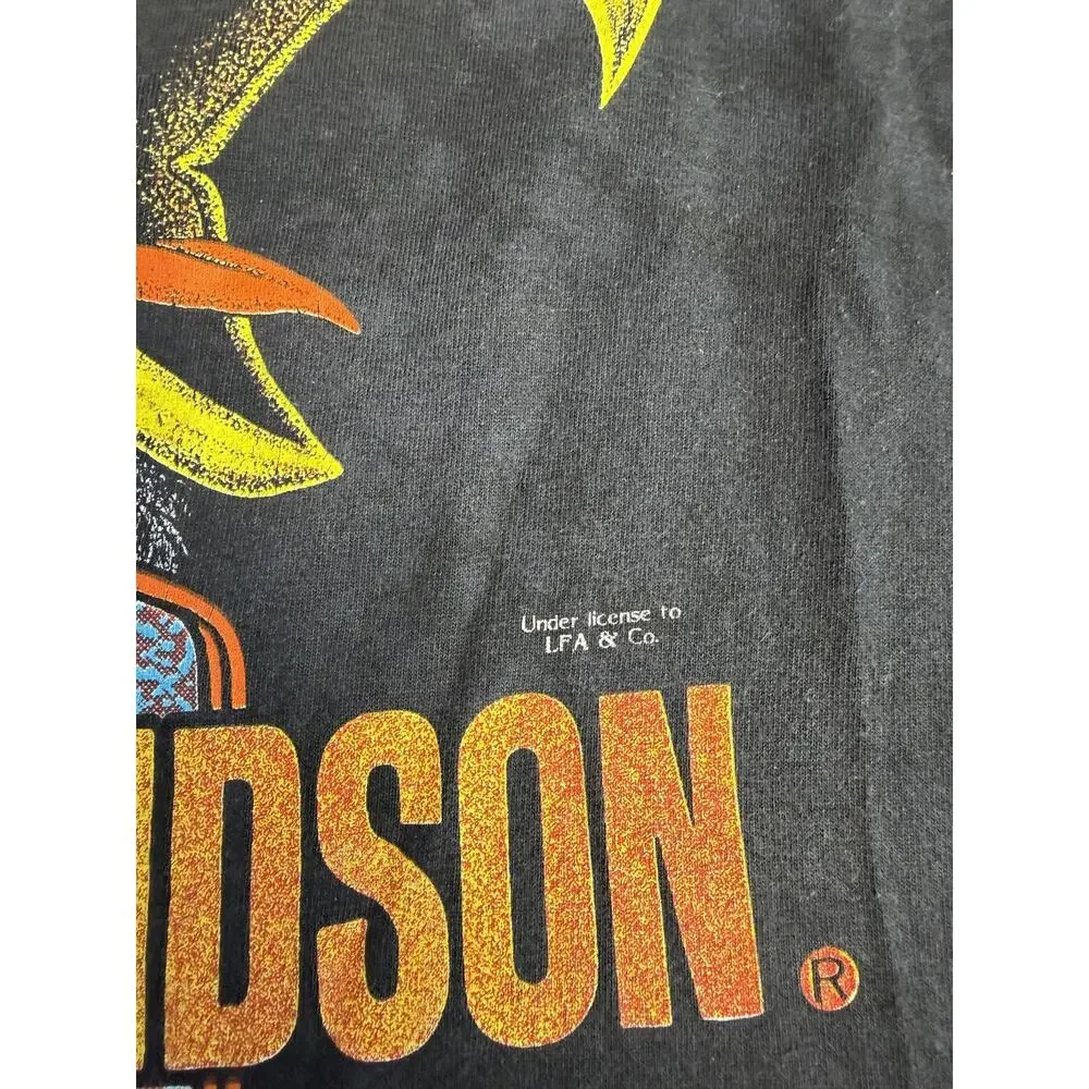 Vintage 90s Harley Davidson Shirt Mens Large Black RULES Screaming Eagle Faded